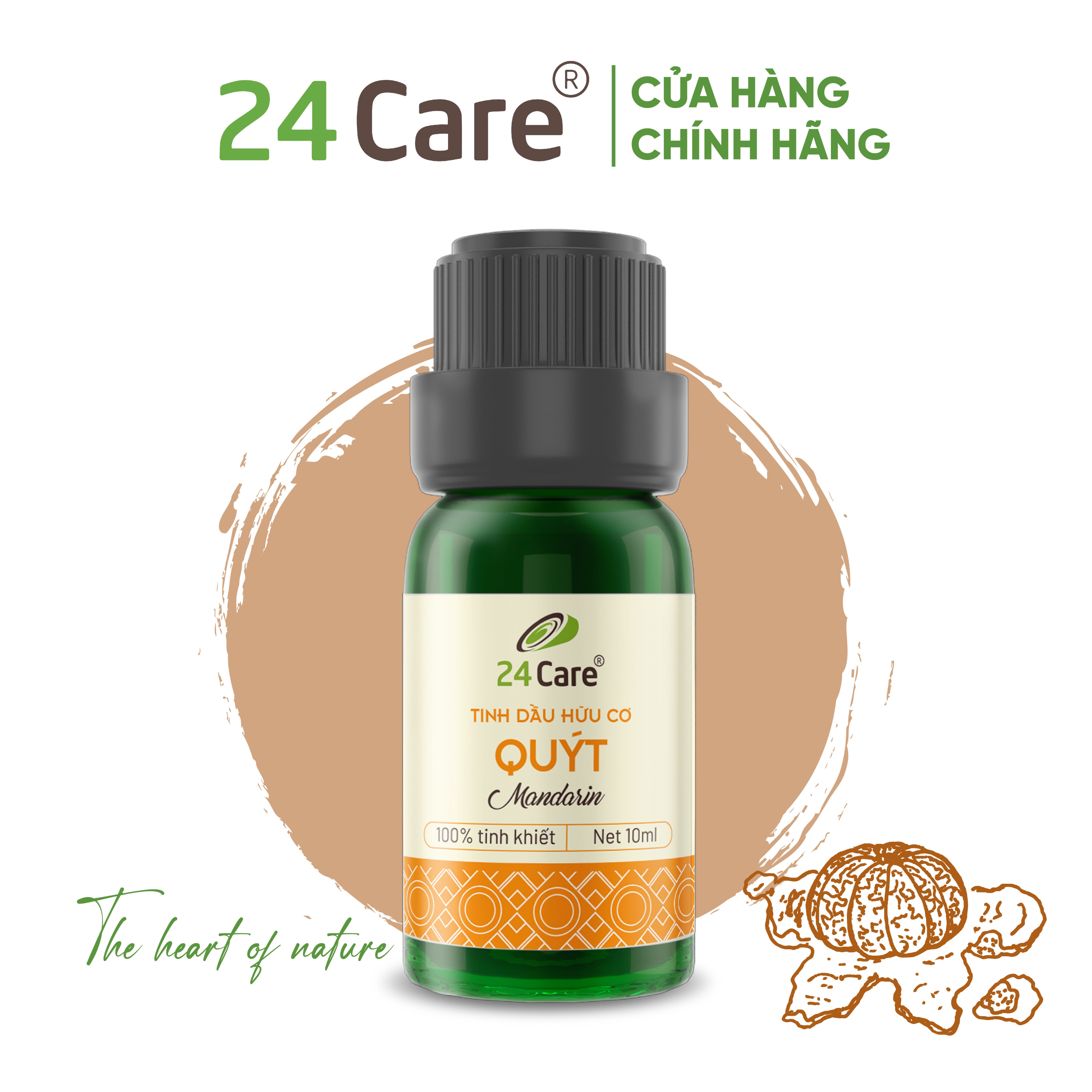 Tinh dầu Quýt 24Care - khử trùng, giảm mụn, giảm viêm khớp, nguồn gốc tự nhiên