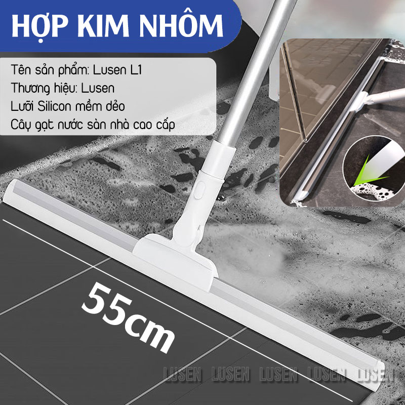 Chổi gạt nước sàn nhà cao cấp, Cây gạt kính cầm tay đa năng xoay 360 độ lưỡi silicone mềm dẻo, cán nhôm tùy chỉnh độ dài từ 75-125cm