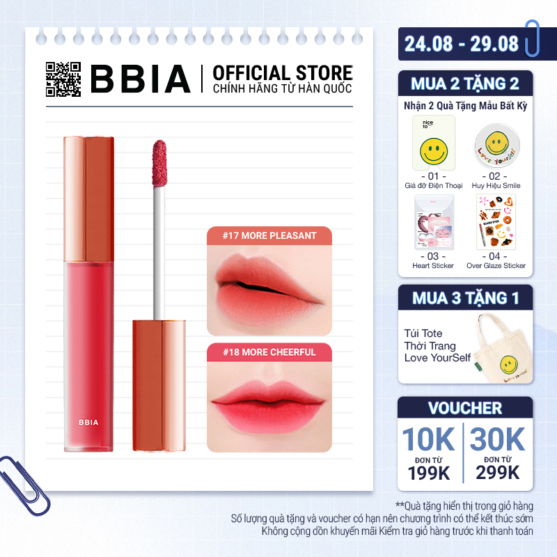 Son Kem Lì Bbia Last Velvet Lip Tint Version 4 (5 màu) 5g