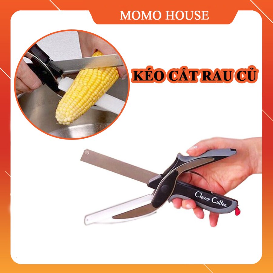 Kéo Kèm Thớt Đa Năng Cắt Thịt, Rau Củ Quả Clever Cutter 2in1, Chất Liệu Thép Không Gỉ Bền Bỉ, An Toàn Sử Dụng