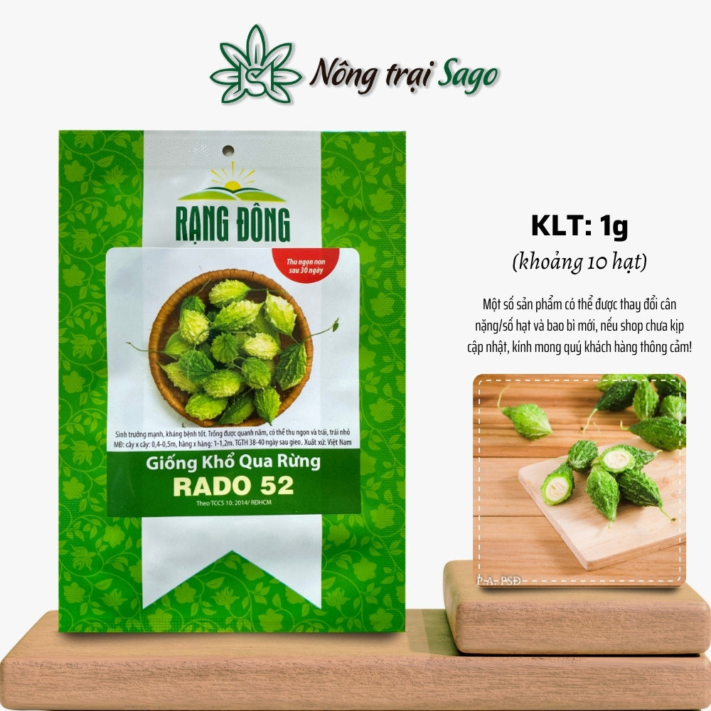 Hạt giống Khổ Qua Rừng Rado 52 (1g~10 hạt) trái sai, chịu nhiệt, trồng quanh năm, hiệu Hạt giống Rạng Đông - Nông Trại Sago