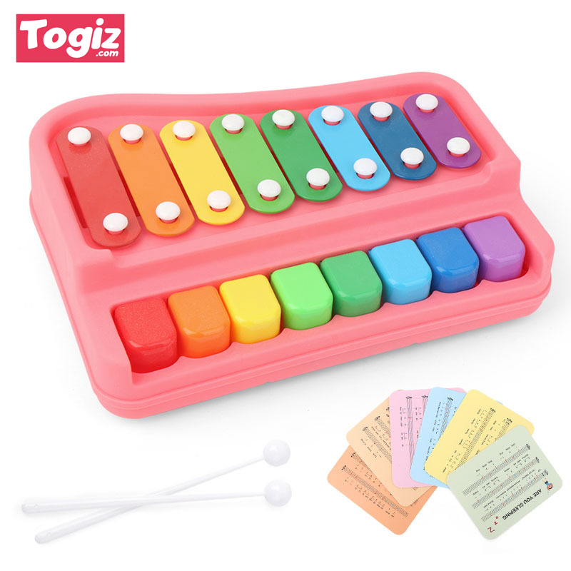 Đồ Chơi Đàn Piano Và Bộ Gõ XyloPhone 2 Trong 1 Tặng Kèm Thẻ Nhạc Và Phụ Kiện Cho Bé