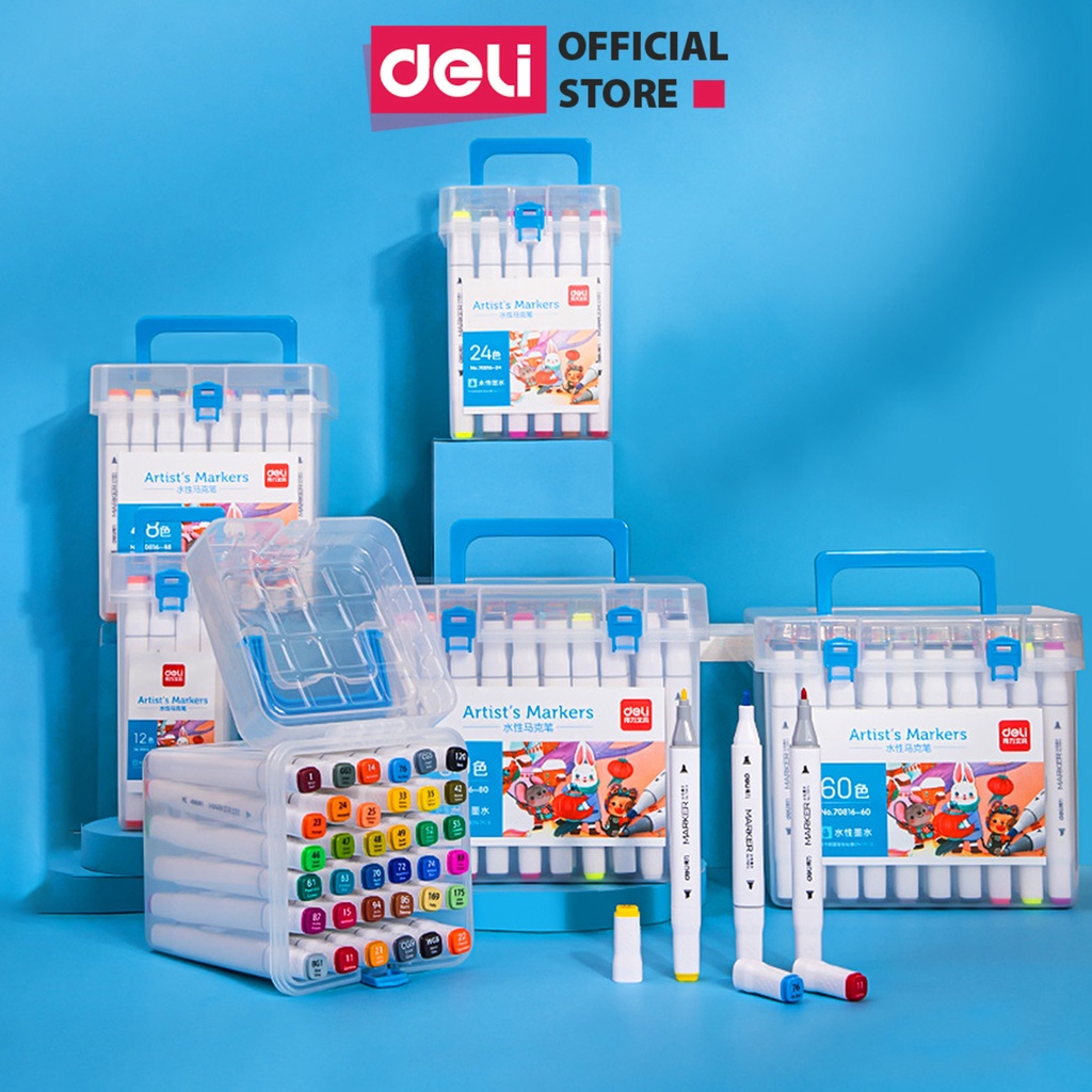 Bút Lông Màu Marker Chuyên Nghiệp Hộp Nhựa An Toàn Cho Bé