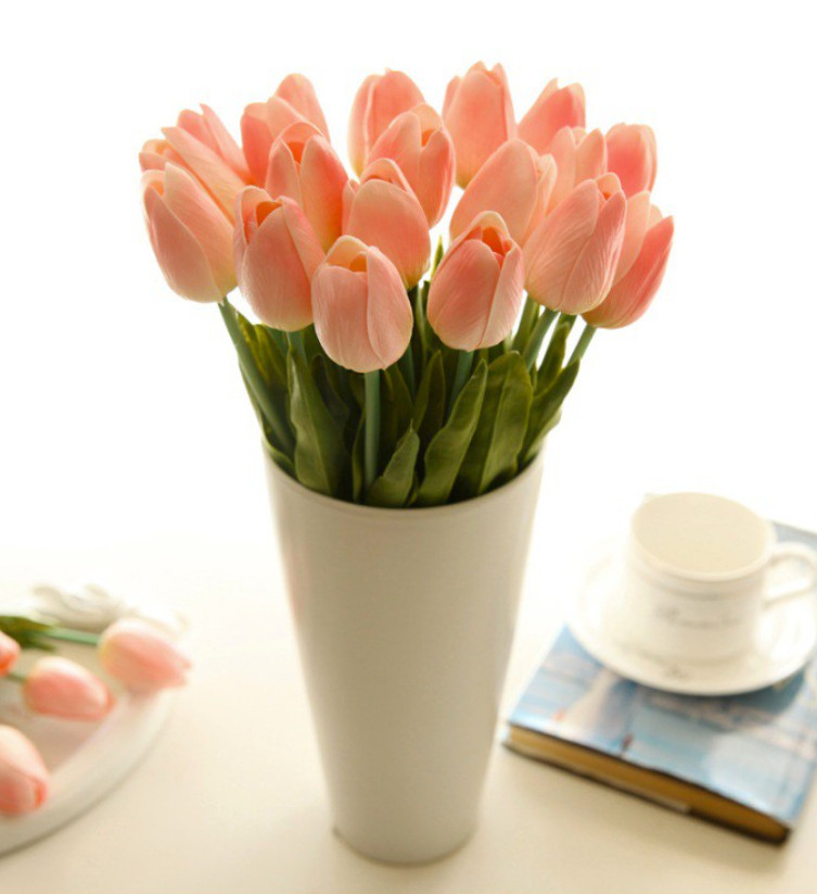 Hoa tulip Combo 10 bông hoa lụa Hoa Tulip giống thật đến 99%