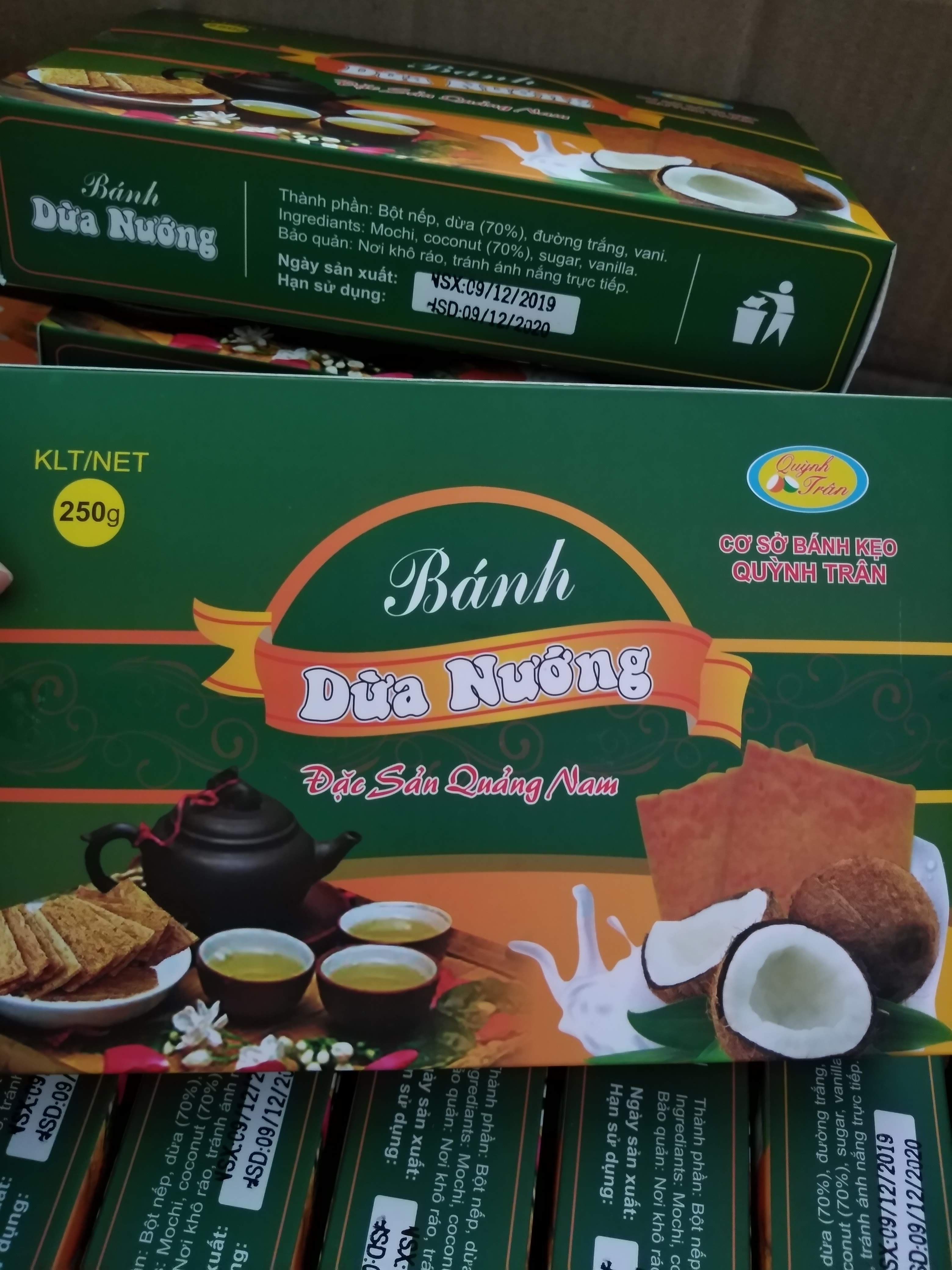 Đặc sản Quảng Nam - 10 hộp bánh dừa nướng Quỳnh Trân 250g