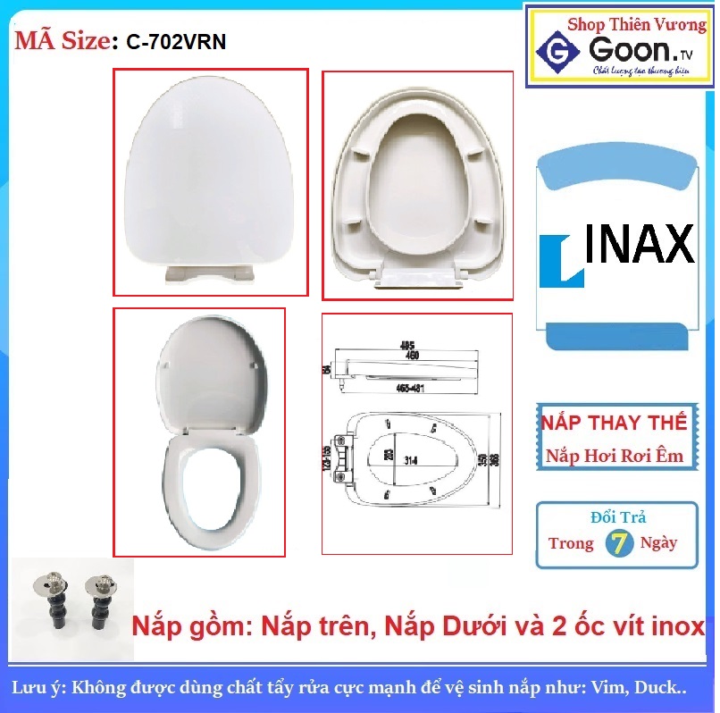 Nắp bồn cầu Inax 702 Inax C-702, Là nắp thay thế