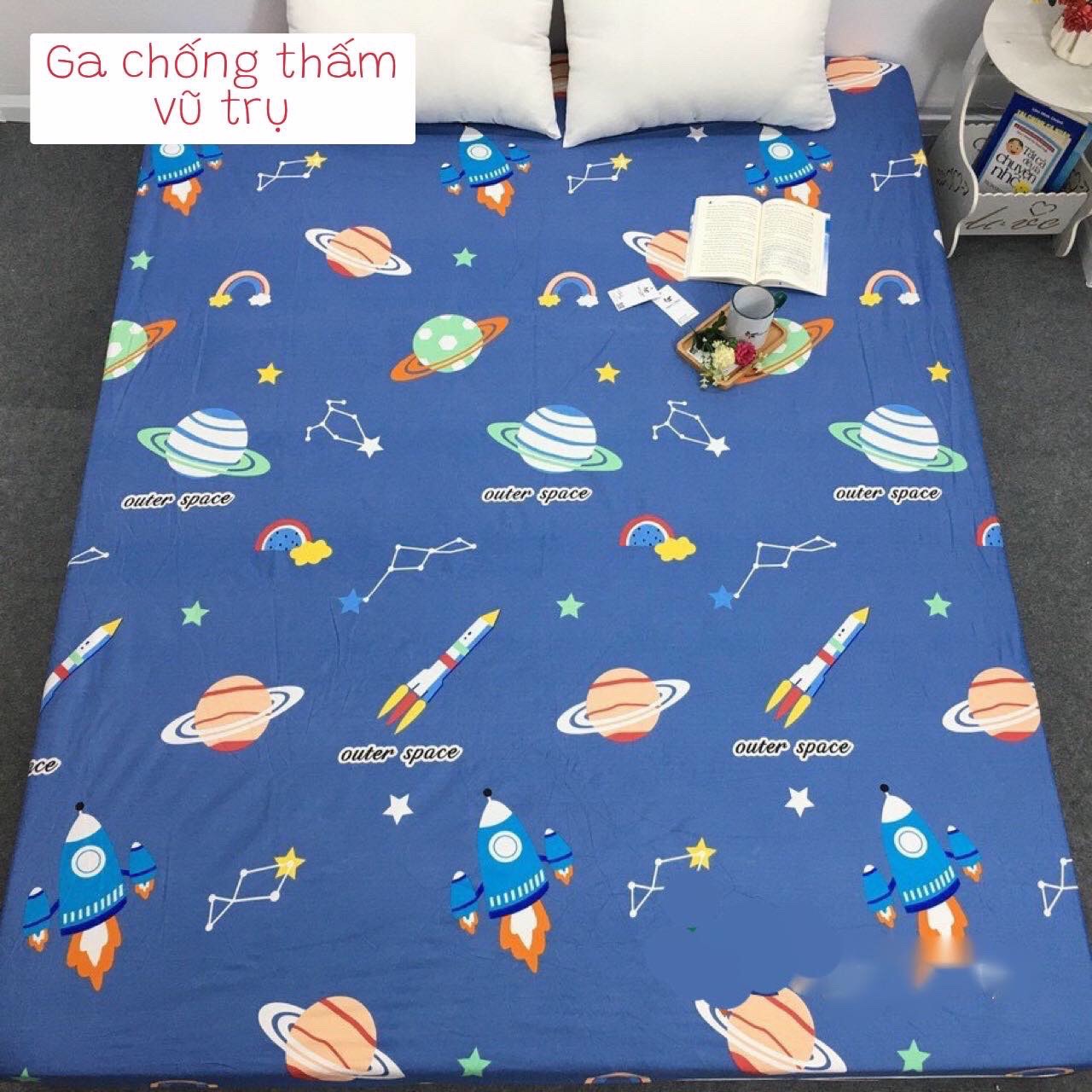 Ga Chống Thấm Cotton Hoạ Tiết, Ga Chống Thấm Cotton Cao Cấp, Ga Chống Thấm Cotton Kháng Khuẩn Không Bí Nóng, Không Sột Soạt Sunzin - Dìu Giấc Yêu Thương