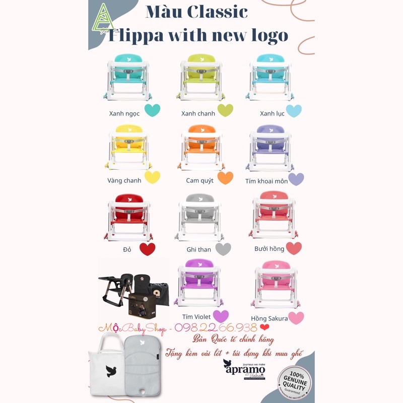 Ghế ăn dặm gấp gọn siêu nhẹ apramo flippa dining booter - ghế ăn dặm cho bé