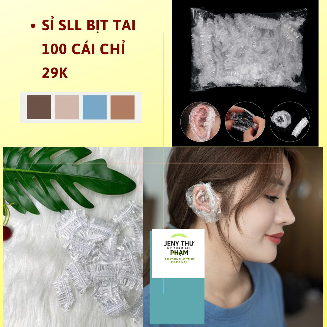 100 cái bịt tai dùng 1 lần-chụp tai chống nước-hỗ trợ nhuộm tóc và làm hoá chất - jeny thư phạm