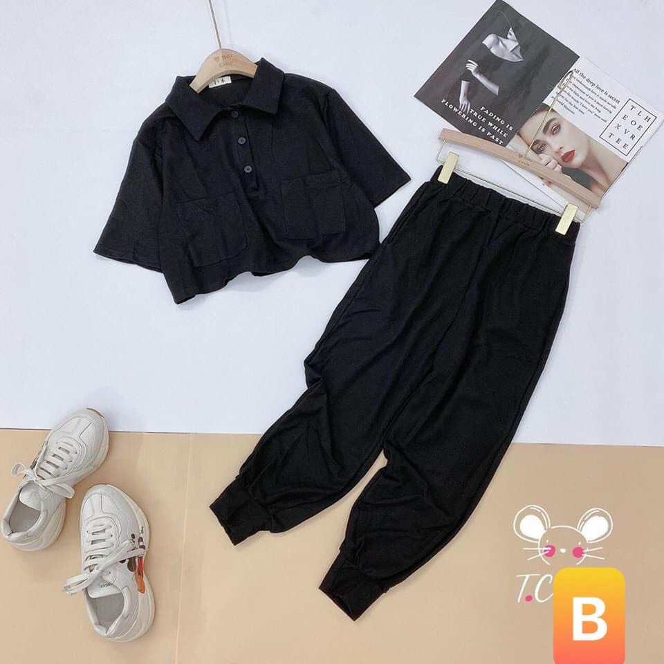 Sét bộ croptop tay ngắn cổ bẻ form rộng stype TTSA0968