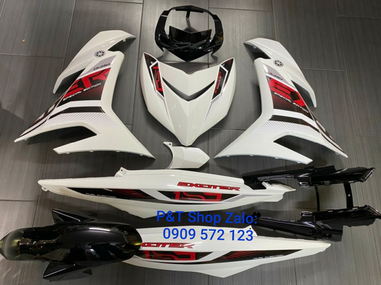 FULL DÀN AO EXCITER 150 MÀU TRẮNG ĐEN  11 MÓN ZIN CHÍNH HÃNG PHIÊN BẢN ĐẶC BIỆT