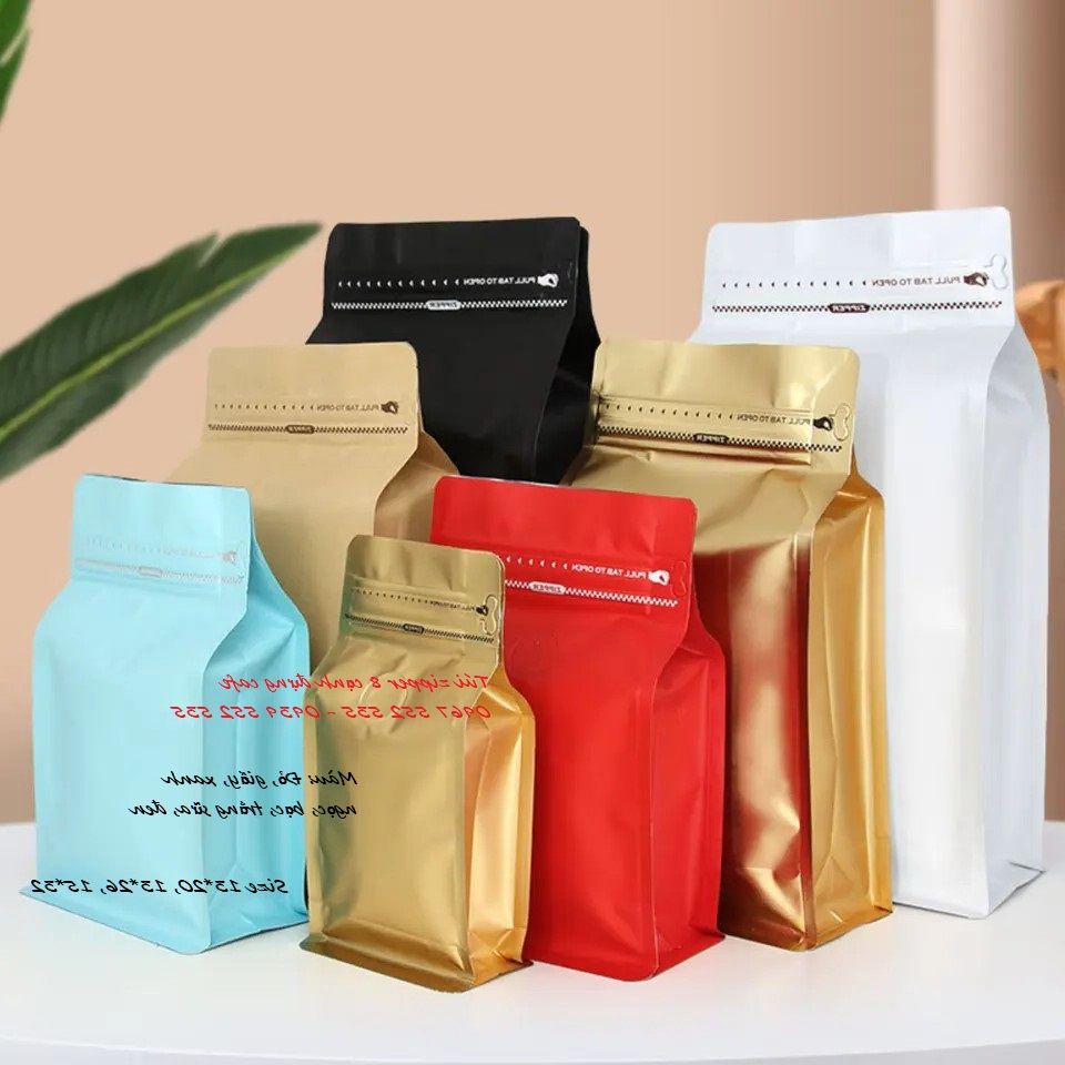 Túi ziper 8 cạnh cafe, túi ziplock chuyên trà, cafe