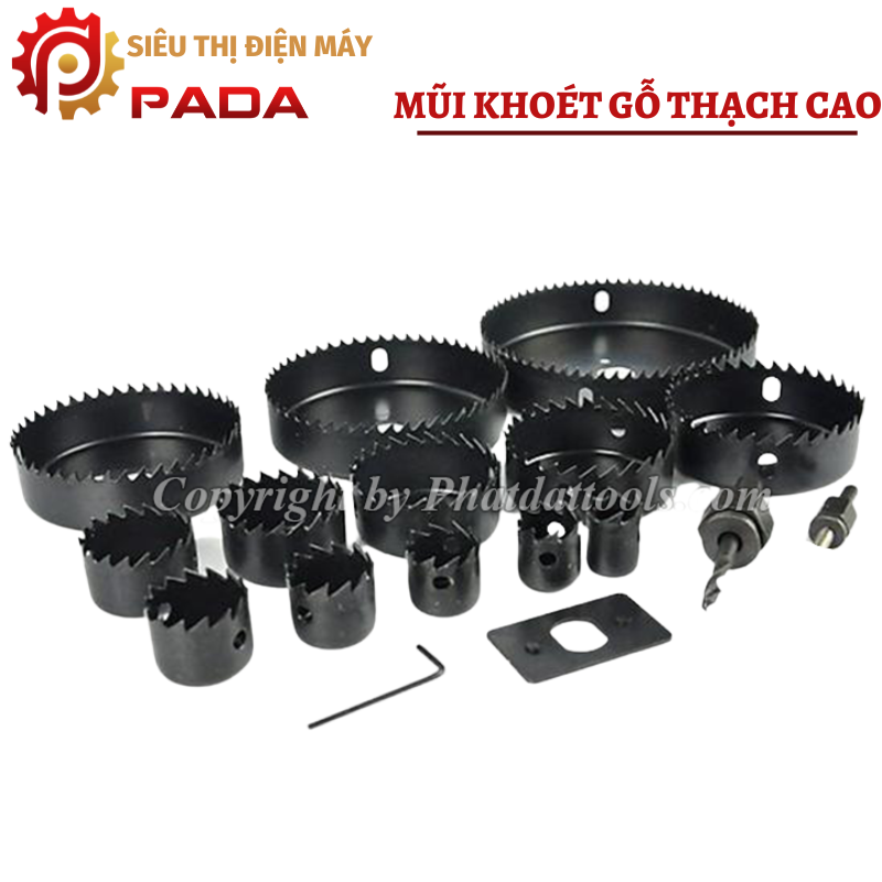 Bộ Mũi Khoét Thạch Cao Gỗ Mềm 16 Chi Tiết Thép Carbon Cao Cấp