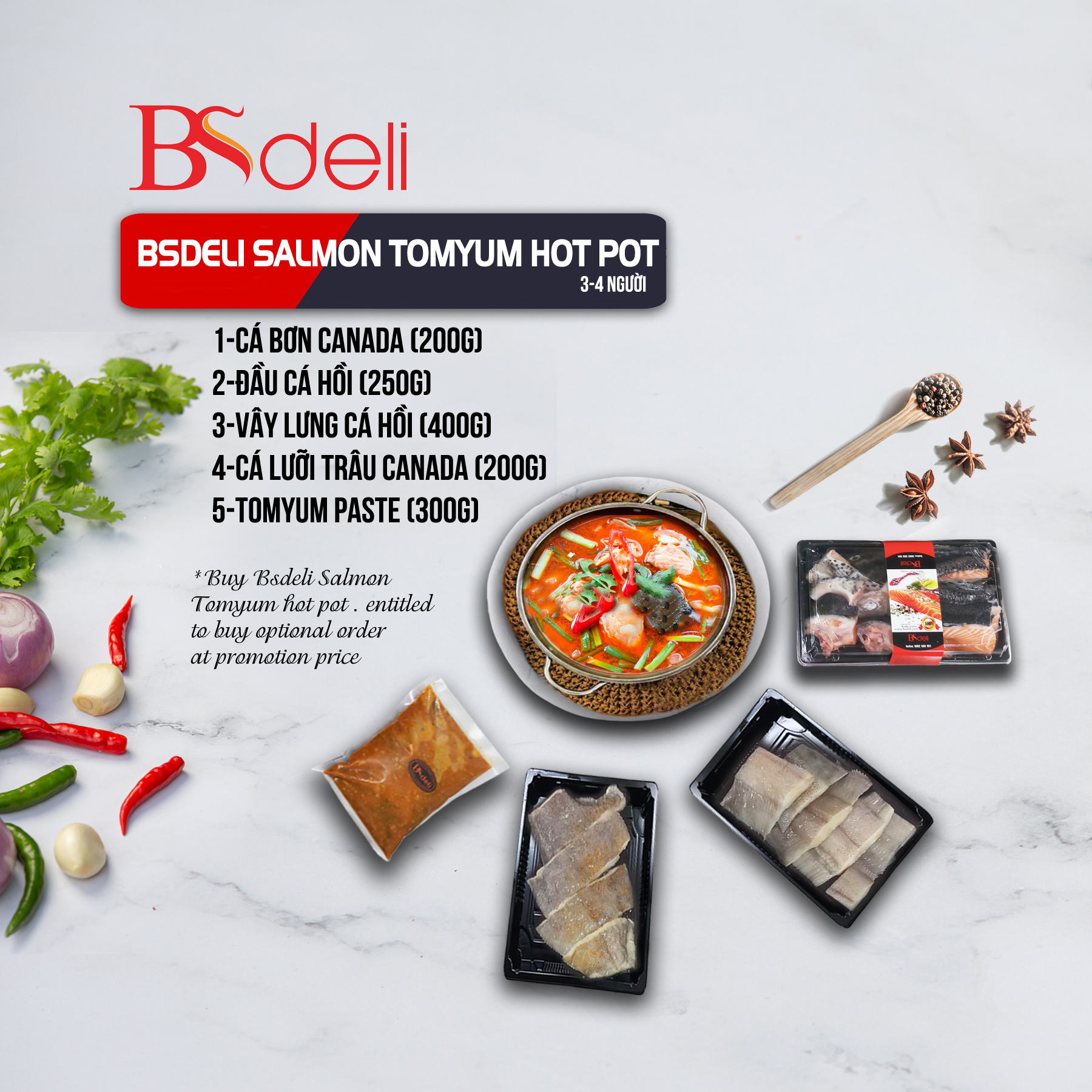 HCM - Combo lẩu thái cá  hồi 3-4 người/ Salmon Tomyum Hotpot 3-4 pax