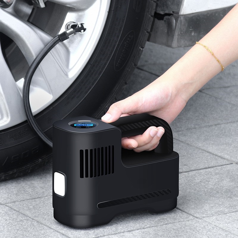 Bơm lốp ô tô mini ko dây suitu, pin siêu khỏe 6000mah, bơm xe máy, xe đạp, xe hơi - sạc usb tiện lợi