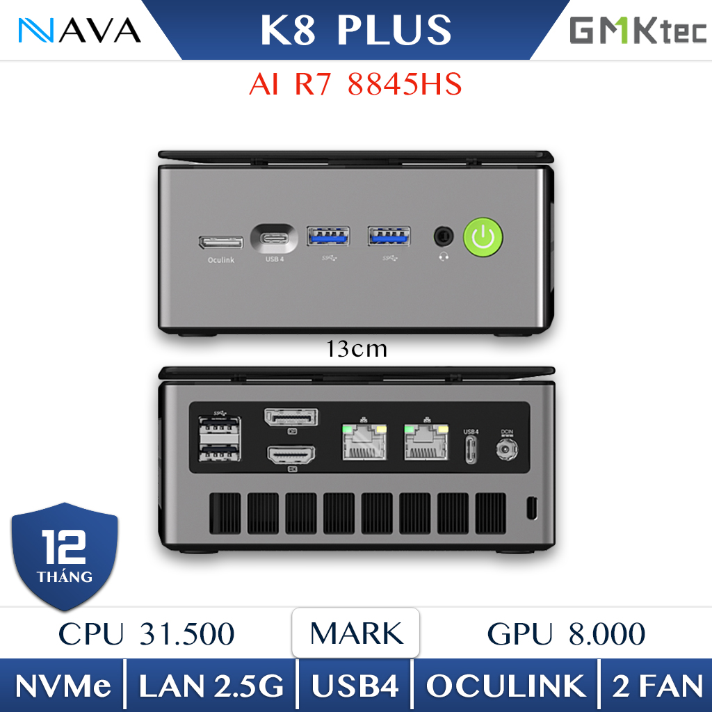 GMKtec K8 Plus Oculink Ryzen 7 8845HS Máy Tính AMD Gaming Mini PC eGPU
