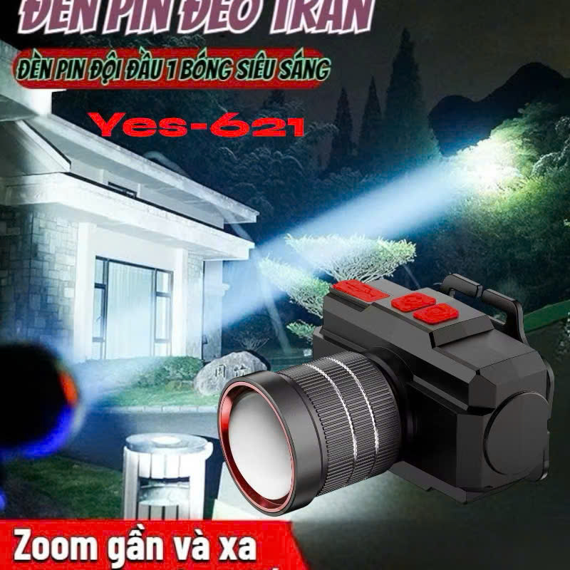 Super Bright Head Flashlight That Can Zoom Far and Near at Your Will - Flashlight with USB Charging Port for Convenient Battery Charging with Integrated Smart Waterproof and Dustproof Capability
