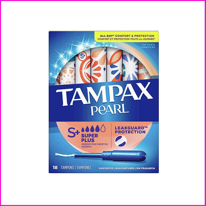 Băng vệ sinh Tampon Tampax Pearl Super Plus 4 giọt - Hàng Mỹ hộp 18 ống