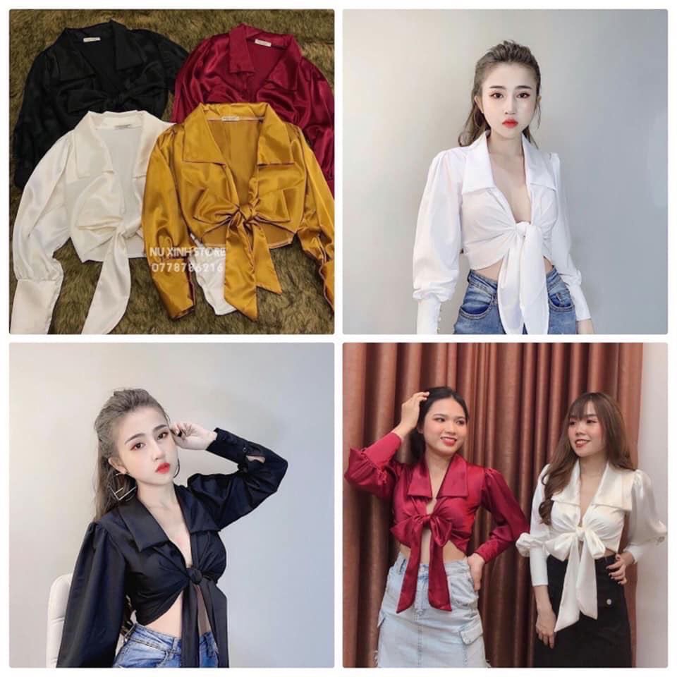 [HCM]Áo sơ mi nữ phi lụa cột nơ mềm mại sang trọng kiểu dáng phong cách hiện đại 89k