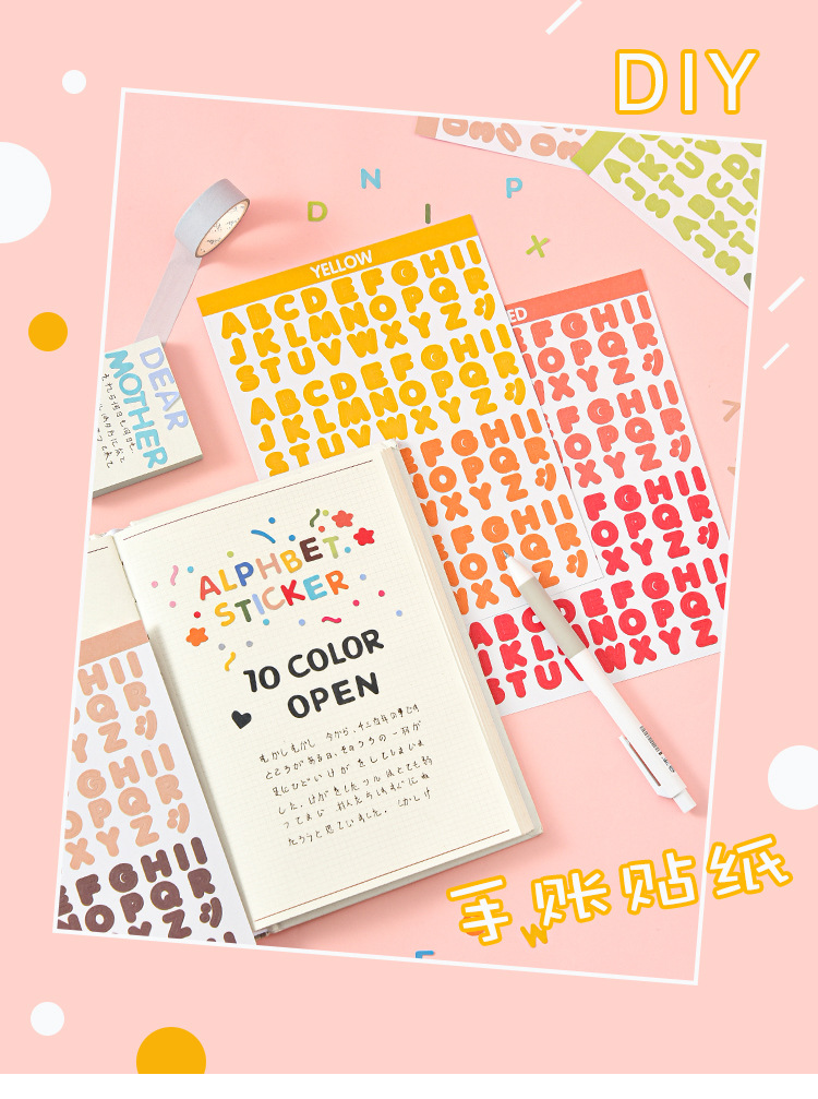 Set 2 tấm sticker chữ và số dùng để trang trí