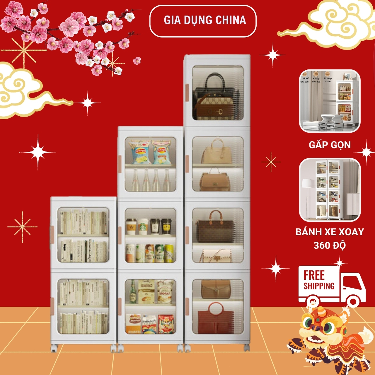 Tủ Gấp Gọn Đa Năng , Tủ Nhựa Thông Minh, Tủ Đựng Túi Xách & Giày, Đồ Ăn Vặt, Kệ Bỉm Sữa Trong Suốt, 