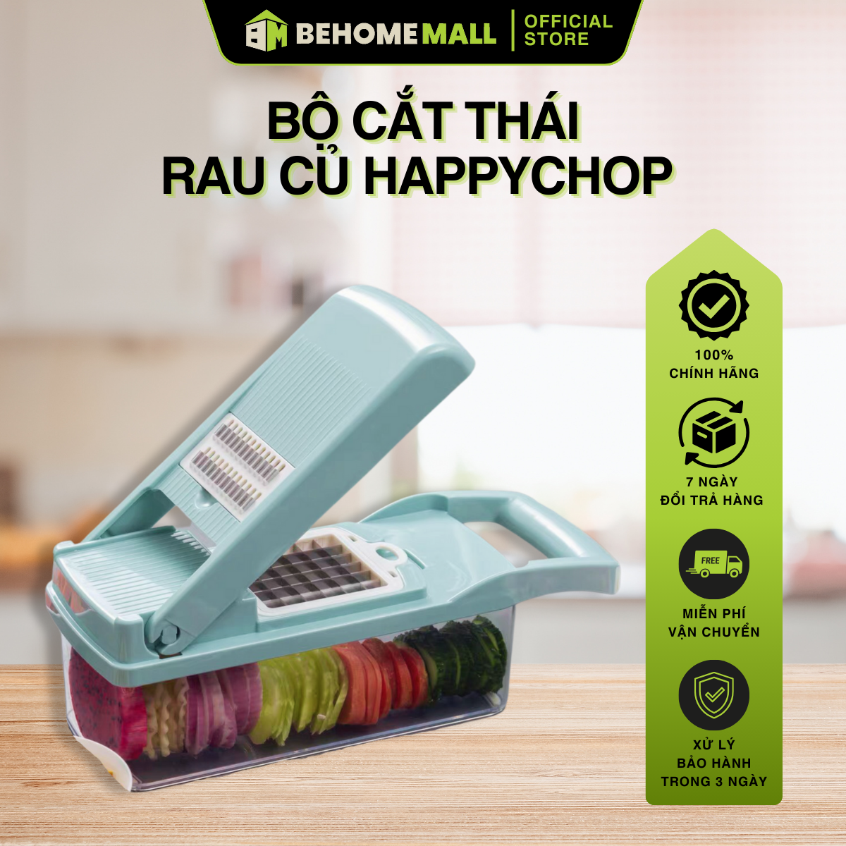Bộ dụng cụ bào rau củ quả chính hãng BEHOMEMALL hộp tích hợp dao cắt thái