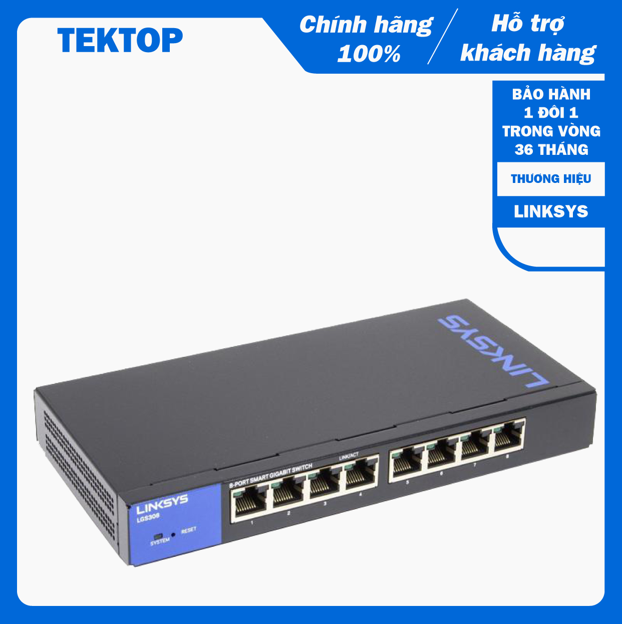 Bộ chia tín hiệu 8 cổng Gigabit thông minh LinkSys LGS308