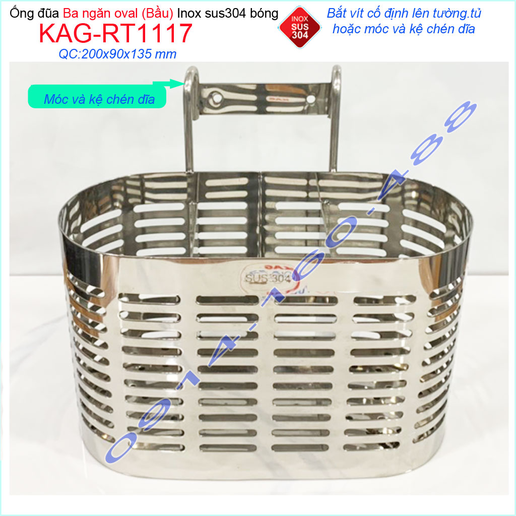 Ống đũa 3 ngăn oval KAG-RT1117, kệ đũa 3 ngăn ống đựng đũa nhà bếp inox dập khuôn SUS304 sáng bóng thiết kế đẹp siêu bền sử dụng tốt