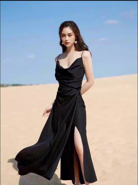 Đầm váy nữ body 2 dây vạt chéo eo che ngoài chất đẹp