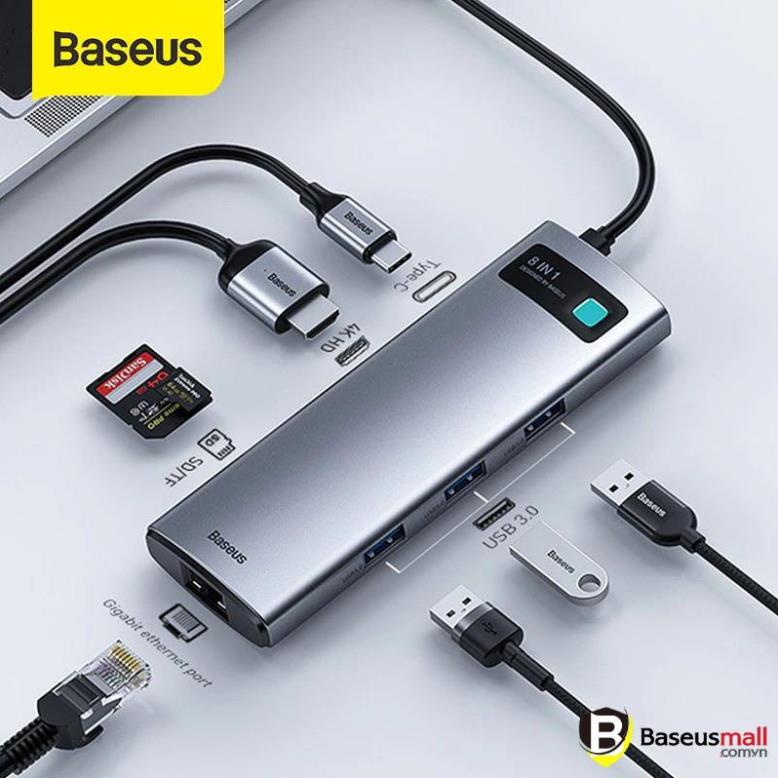 Hub chuyển đa năng Baseus Metal Gleam Series Multifunctional Docking Station cho Macbook/ Laptop/ Smartphone/ Tablet/ iPad