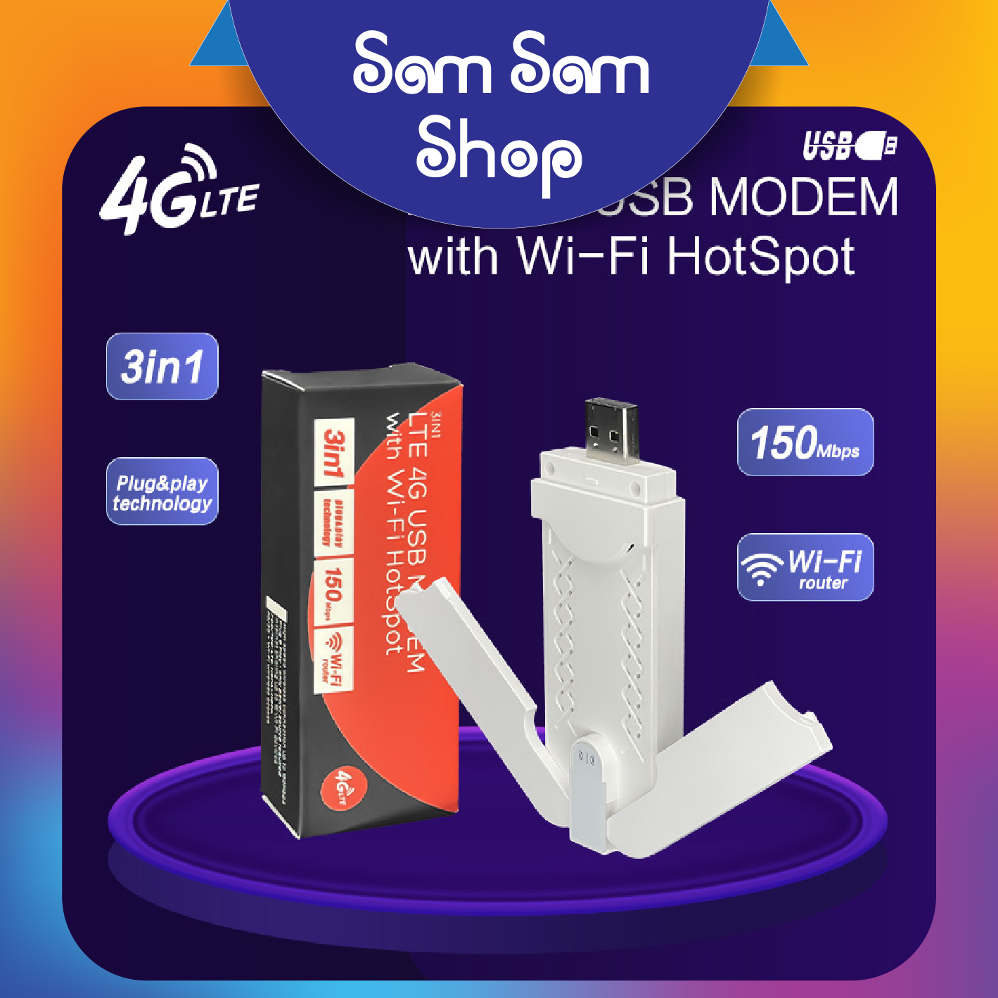  Bộ phát sóng wifi từ sim 4G USB Dcom 4G phát wifi dùng nhiều nhà mạng có 2 ăng ten tăng độ thu phát sóng 