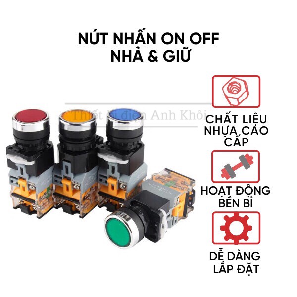 Nút nhấn nhả có đèn phi 22,nút nhấn tủ điện LA38 chống nước,nút ấn nhả phi 22,công tắc nút nhấn