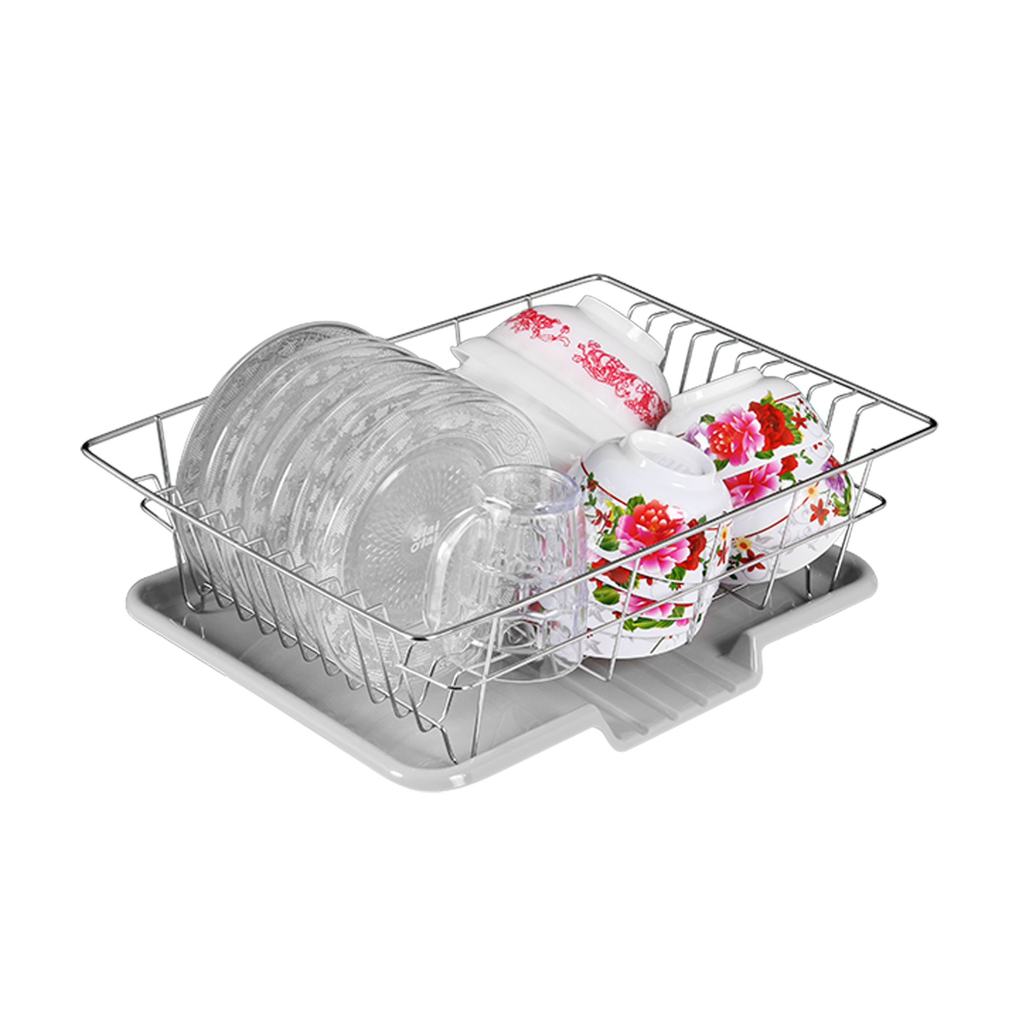 Rổ inox 304 úp chén dĩa + khay hứng nước GD-109