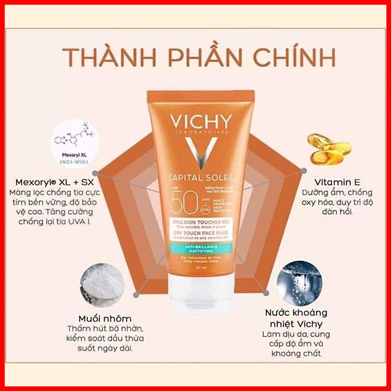 Kem chống nắng 𝐕𝐈𝐂𝐇𝐘 𝐂𝐚𝐩𝐢𝐭𝐚𝐥 𝐒𝐨𝐥𝐞𝐢𝐥 𝐄𝐦𝐮𝐥𝐬𝐢𝐨𝐧 𝐓𝐨𝐮𝐜𝐡 𝐒𝐞𝐜 50ml