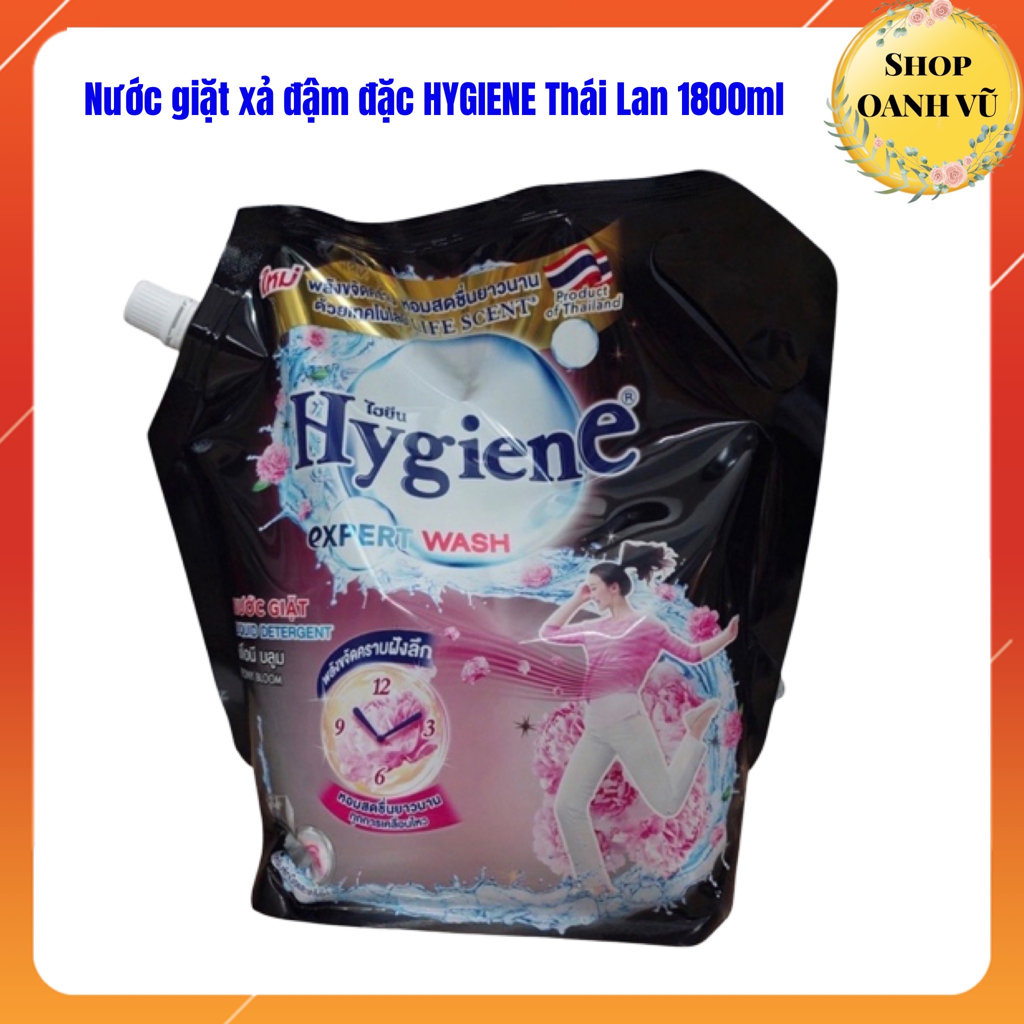 Nước giặt xả hygiene túi 1800ml thái lan siêu sạch lưu hương lâu - oanh vũ