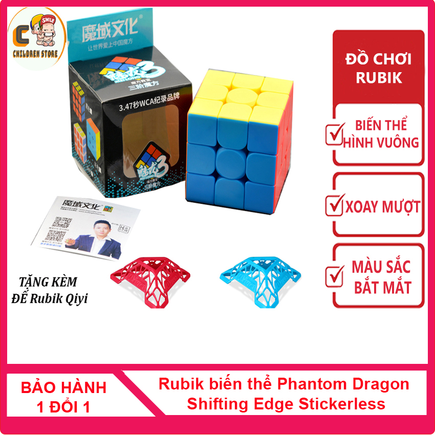 [MUA 1 TẶNG 1] Rubik biến thể Phantom Dragon Shifting Edge Stickerless Children Store, tặng 01 đế Rubik