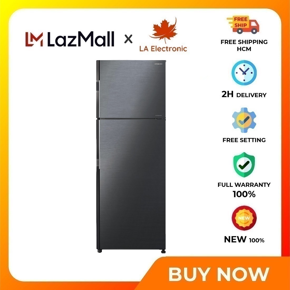 Tủ lạnh Hitachi Inverter 290 lít R-H350PGV7 - Miễn phí vận chuyển HCM - Công nghệ Inverter cho máy vận hành êm và tiết kiệm điện