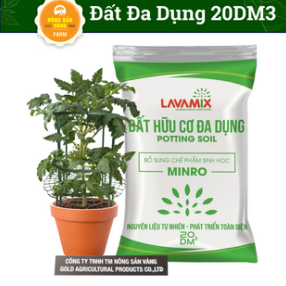 Đất hữu cơ đa dụng potting soil lavamix gói 20dm3 chuyên trồng rau sạch, hoa, cây kiểng