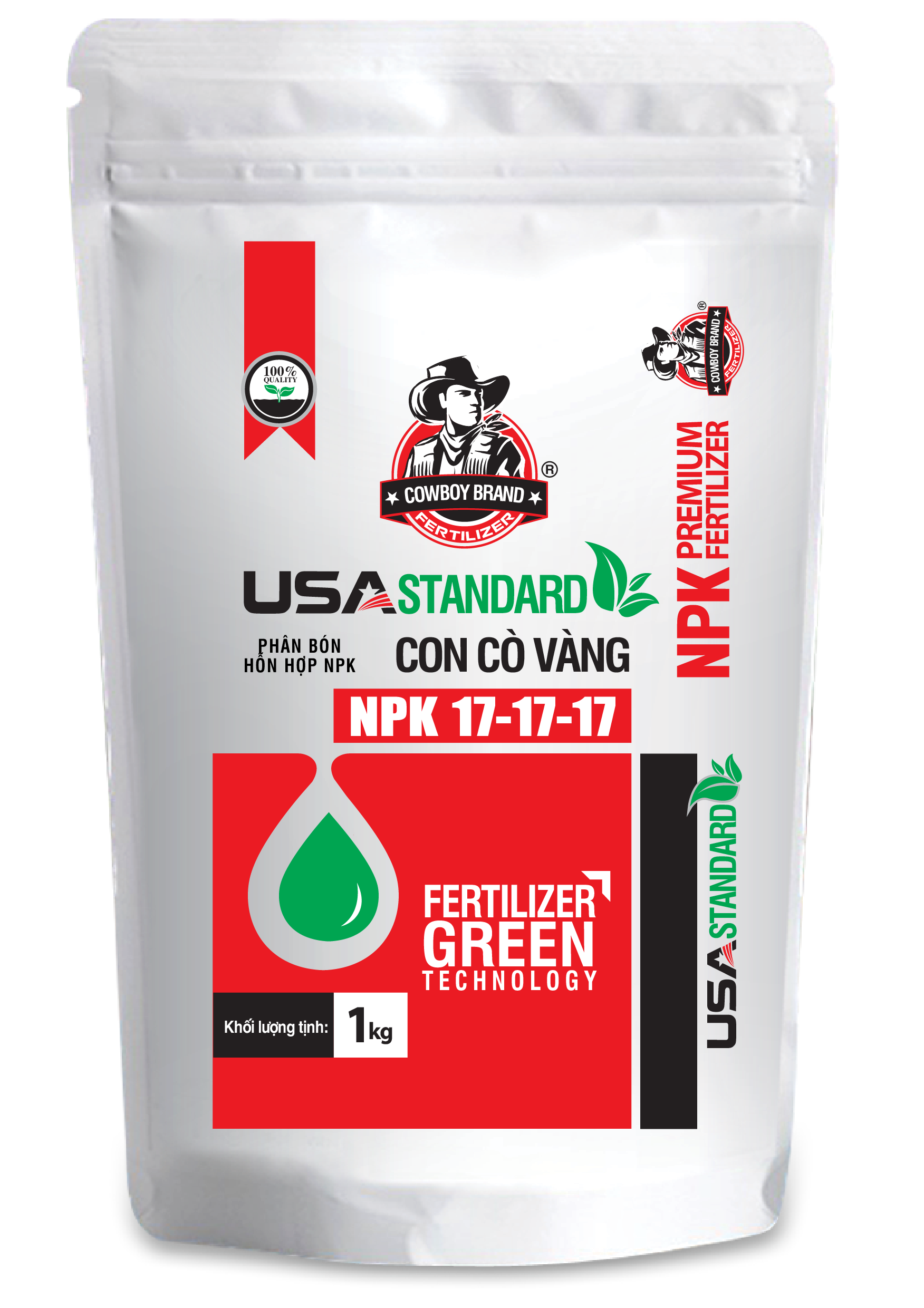 Phân bón  nuôi củ quả to - NPK Cowboy 17-17-17 CCV