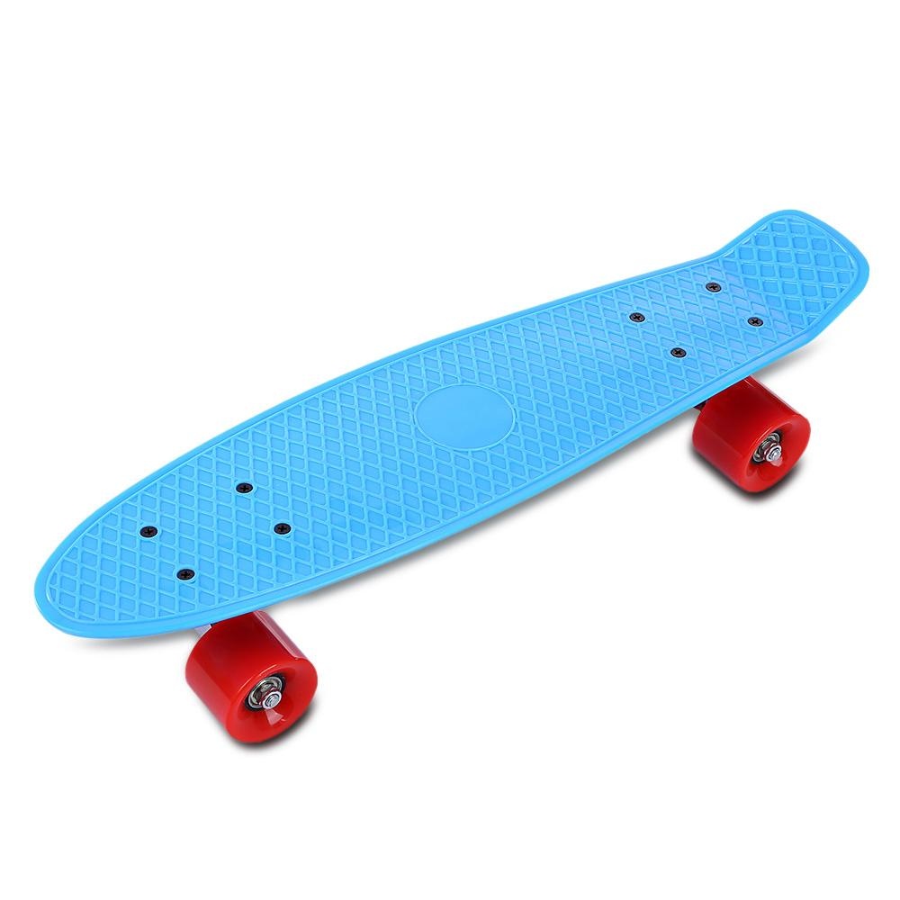 22 Inch Four-Wheel Long Skateboard Retro Style PP Board Deck (Blue
Red Wheel) - intl
