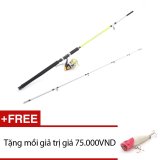 Bộ cần câu 2 khúc cao cấp khp 2m4 + tặng 1 mồi giả