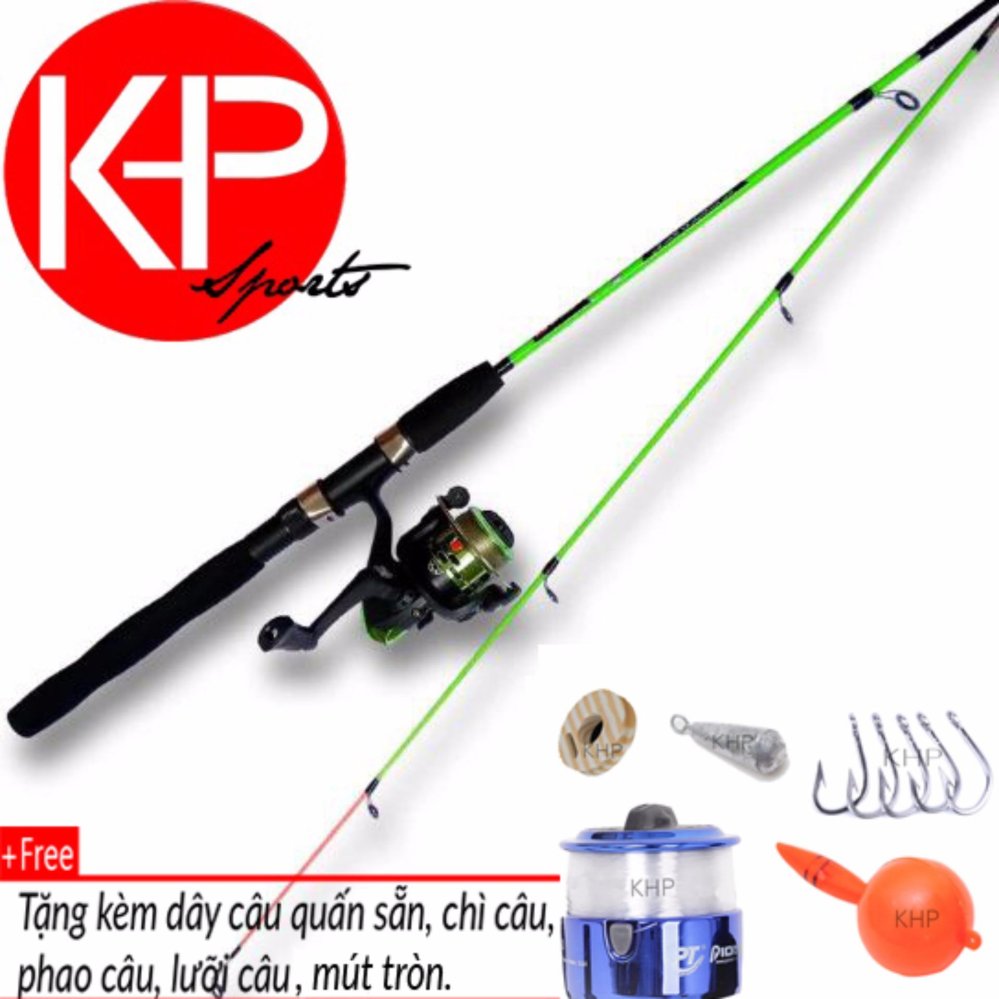 Bộ Cần Câu 2 Khúc Mini 1m5 + Tặng Kèm 5 Phụ Kiện ( Xanh Lá ) (*Kim Thủy)