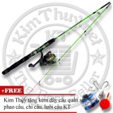 Bộ Cần câu máy 2 khúc Đặc ruột 1m5 KT A1 Green (Kim Thủy) + Kèm Máy câu + Dây câu, Phao câu, Chì câu, Lưỡi câu