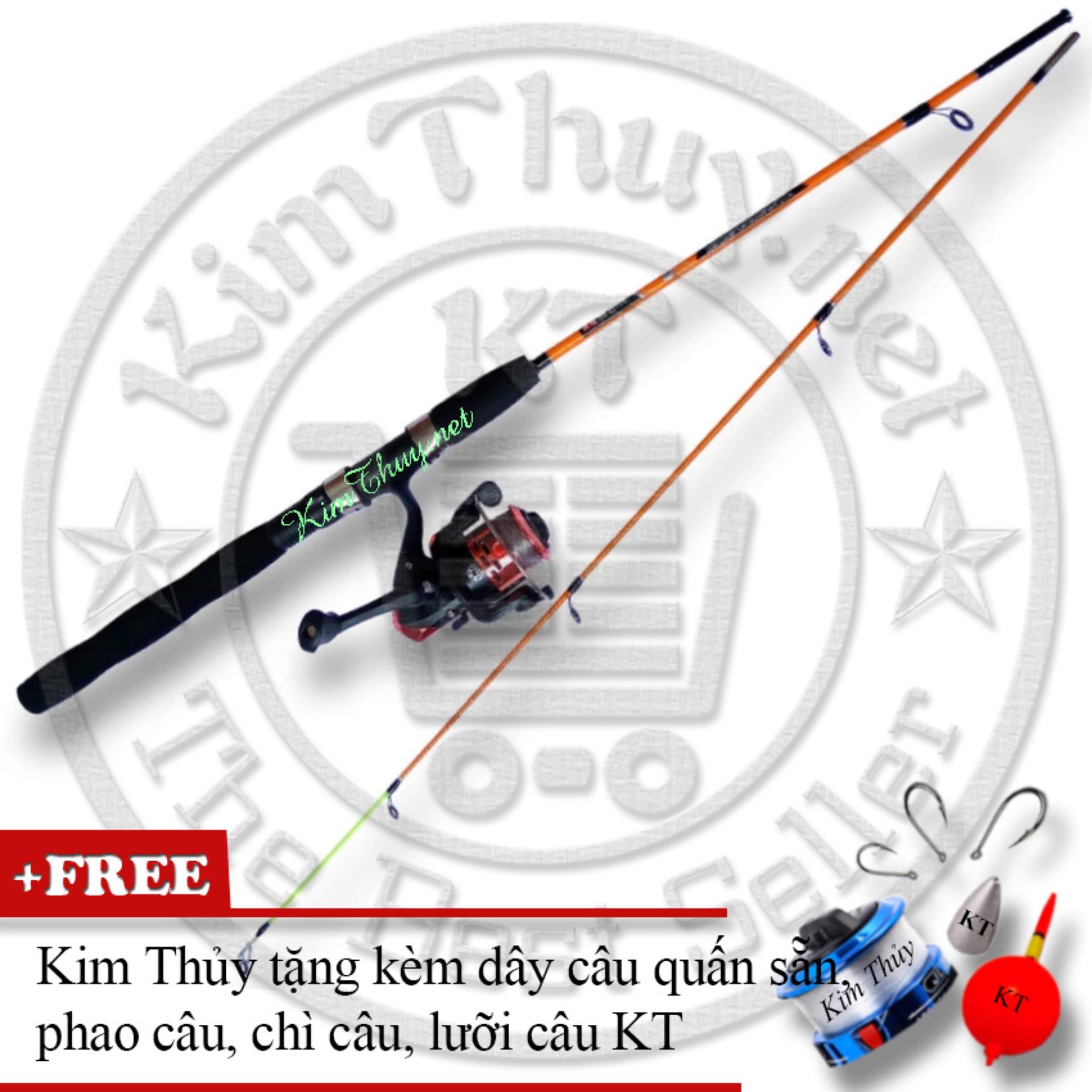 CAn cau may 2 khuc Đặc ruột 1m5 KT A1 Orange (*Kim Thủy) + Kèm Máy câu + Dây câu, Phao câu, Chì câu, Lưỡi câu-*Shimano giá rẻ toàn quốc