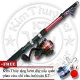 Bộ cần câu máy tiện dụng KT Red 2.1M (Kim Thủy) + Kèm Máy câu + Dây câu, Phao câu, Chì câu, Lưỡi câu