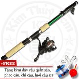 Bộ cần câu máy tiện dụng kt green 2.7m + kèm máy câu + dây câu, phao câu, chì câu, lưỡi câu