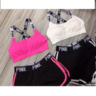 Bộ quần áo thể thao Pink (tập gym,đi biển,yoga) trắng đen  