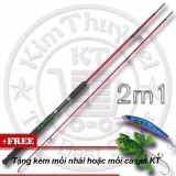 Cần câu máy 2 khúc Đặc ruột 2m1 KT-CC Red (*Kim Thủy) Câu cá siêu bạo lực + Tặng mồi giả