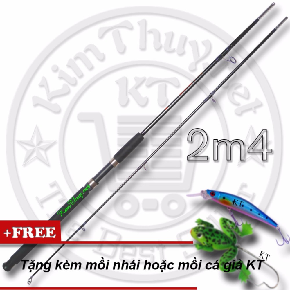 Cần câu máy 2 khúc Đặc ruột 2m4(*Kim Thủy) KT-CC BlackCâu cá siêu bạo lực + Tặng mồi giả -Kim Thủy