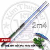 Cần câu máy 2 khúc đặc ruột 2m4 kt-cc blue câu cá siêu bạo lực + tặng mồi giả
